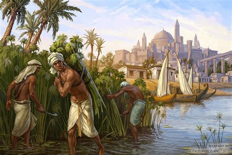 Harvester of the Nile - Glistening Depiction of Abundant Harvest and Serene Landscape!